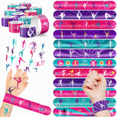 48PCS Gymnastics Party Favors 24PCS Tattoos 24PCS Slap Bracelets Wristbands Themed Birthdays Party Supplies Decorations Decor Pattern Girls Boys Gifts School Classroom Prize Carnival Christmas Reward